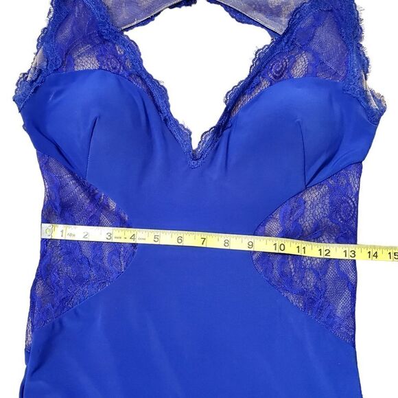 Xcite Womens Formal Royal Blue Evening Dress Size 8 Open Back Split Hem Lacy - Picture 10 of 14